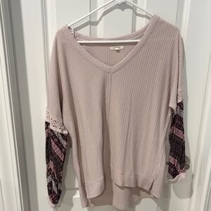 Maurices Light Pink Textured V-Neck Sweater